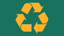 a green background with a yellow recycle symbol on it