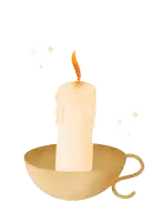 a candle in a candle holder with a handle