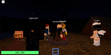 a group of people are gathered around a fire in a video game