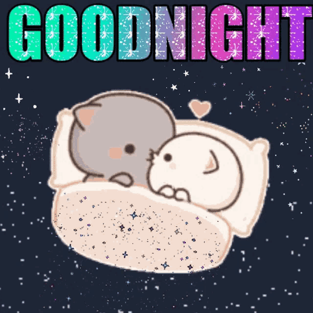 Peach Goma Mochi Cat Cute Sleep Goodnight Sparkly Stars GIF ...