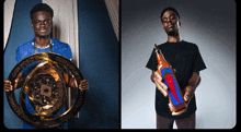 a man is holding a trophy that says club world cup