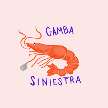 a drawing of a shrimp with the words gamba siniestra written below it