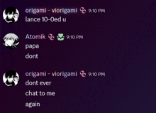 origami viorigami lance 10-oed u atomic papa dont origami viorigami dont ever chat to me again
