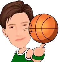 a cartoon of a man holding a basketball in his hand