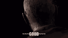 a close up of a person 's head with the words good written below it