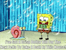 Spongebob Bath GIF - Spongebob Bath Ive Got A Crisp Dollar Bill GIFs