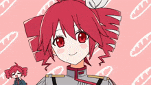 a drawing of a girl with red hair and a white bow on her head