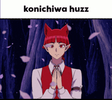 a picture of a man with red hair and the words konichiwa huzz