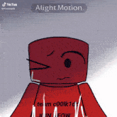 a drawing of a red robot with the words alight motion on the top