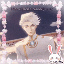 a picture of a man with the words nice x lucian canon below him