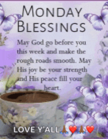 a monday blessing with a cup of coffee and butterflies