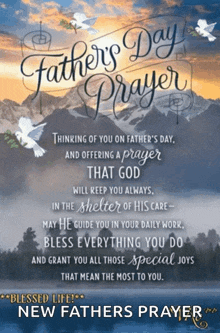 a father 's day greeting card with a prayer