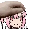 a cartoon girl with pink hair and glasses is holding a donut in her hand .