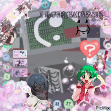 a collage of anime characters with the words " i love badware " on top