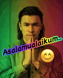 a man with a smiley face and the words " assalamualaikum "