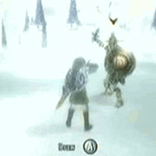 a blurred image of a person wearing a hat and holding a sword in a video game .