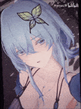a drawing of a girl with a butterfly on her head and the name marcus on the bottom right