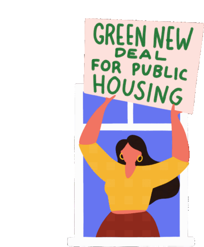 Green New Deal For Public Housing Alexandria Ocasio Cortez Sticker - Green New Deal For Public Housing Green New Deal Alexandria Ocasio Cortez Stickers