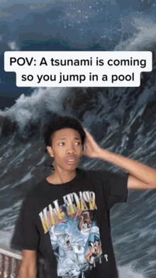 Tsunami Jump Into Pool GIF