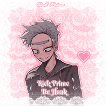 a drawing of rick prime de hank with a heart in the background
