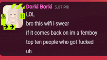 a screenshot of a conversation between darki barki and another person