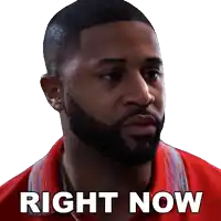 a man with a beard says right now