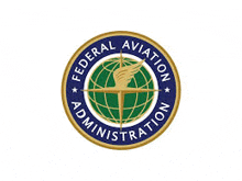the logo for the federal aviation administration is a circle with a globe and a hand holding a torch .