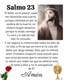 a picture of jesus with a crown of thorns and a prayer in spanish