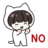 a cartoon drawing of a person wearing a cat costume says no