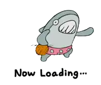 a cartoon of a shark with the words now loading above it