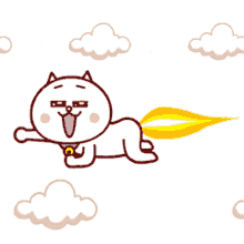 fire cat flying clouds smile