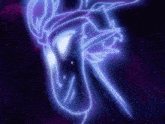a glowing drawing of a person 's face in the dark