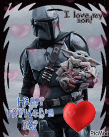 a picture of a man holding a baby with the words happy father 's day