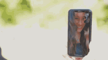 a man is taking a picture of a woman on his phone .