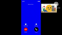 a screen shot of a video call with a smiley face on it