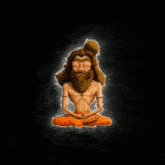 a cartoon of a man with a beard is meditating in a lotus position