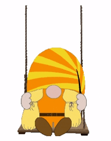 animated gnome on swing swinging gnome