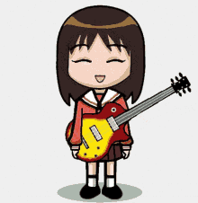 Cute Anime Girl Shredding The Guitar GIF