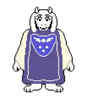 a pixel art drawing of a goat wearing a purple vest