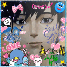 a picture of a boy with the words good morning love