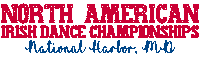 a red white and blue logo for the north american irish dance championships