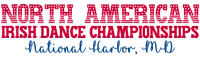a red white and blue logo for the north american irish dance championships