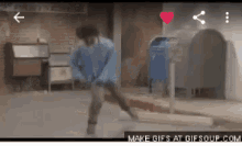 a make gifs at gifsoup.com screen shows a person dancing in front of a mailbox