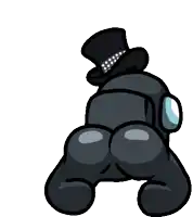 a black cartoon character wearing a top hat and gloves .