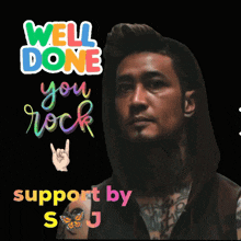 a man in a hooded jacket with the words well done you rock