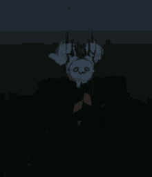 a cartoon character in a suit and tie is standing in the dark .