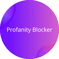 a purple circle with the words profanity blocker written on it
