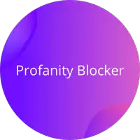 a purple circle with the words profanity blocker written on it