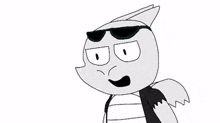 a black and white drawing of a fox wearing sunglasses and a backpack .