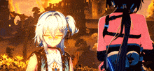 a couple of anime characters standing next to each other